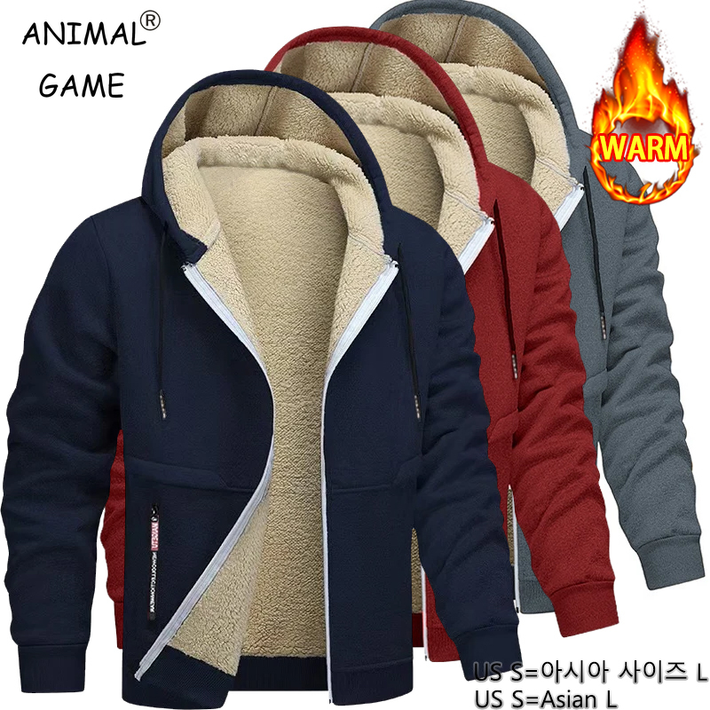 Sherpa Jacket Fleece - Мужская повседневная флисовая толстовка с капюшоном