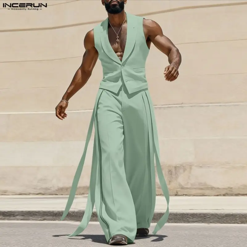 Men'S Fashion For 2026 - Мужской комплект INCERUN: однотонные жилеты без