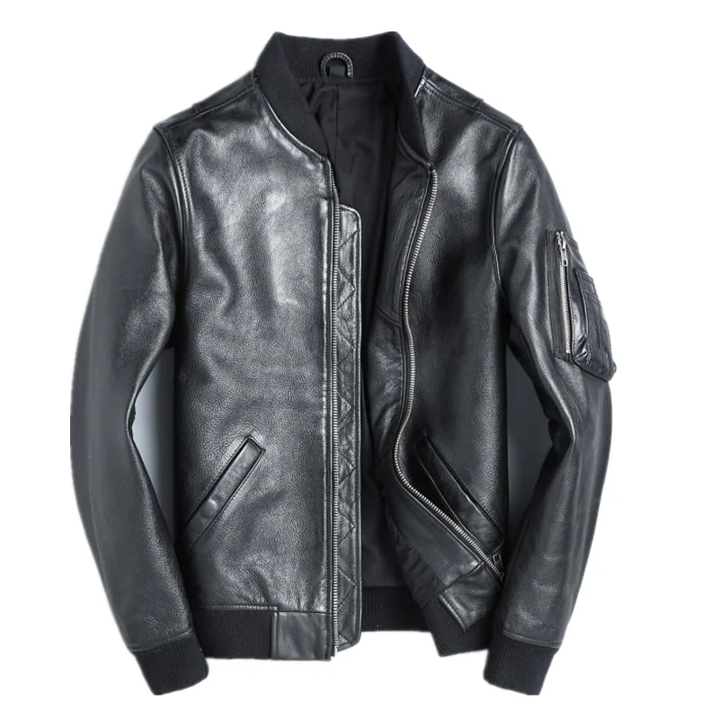 Bomber Jacket Men - YR!Бесплатная доставка.оптовые продажи.Совершенно новая классическая кожаная