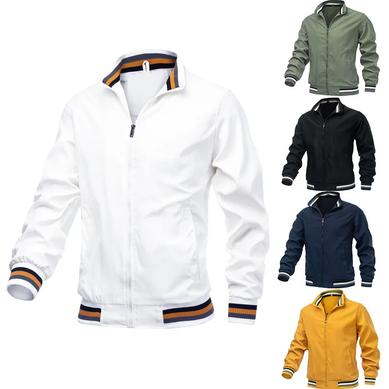 Bomber Jacket Men - Весенне-осенняя куртка-бомбер, мужская черная повседневная приталенная