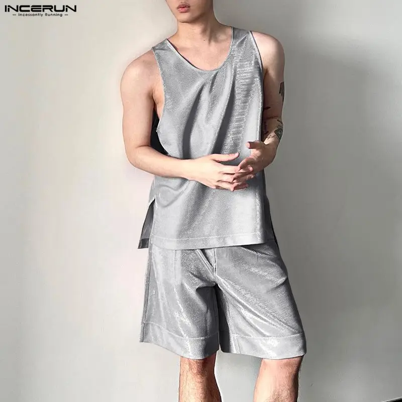 Men'S Fashion For 2026 - Мужские комплекты INCERUN: блестящие однотонные майки