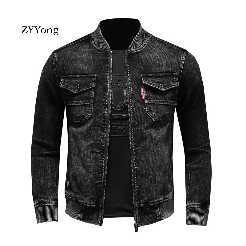 Bomber Jacket Men - Куртка-бомбер мужская Вельветовая с воротником-стойкой, приталенная